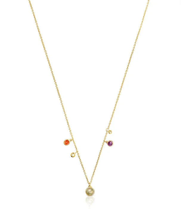 שרשרת זהב עדינה עם תליונים צבעוניים, תכשיט יוקרתי מבית CHOZEN