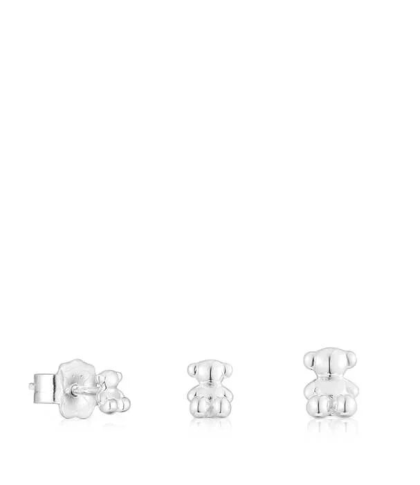 עגילי כסף מעוצבים בצורה דובי על רקע לבן, תכשיטים יוקרתיים מבית CHOZEN