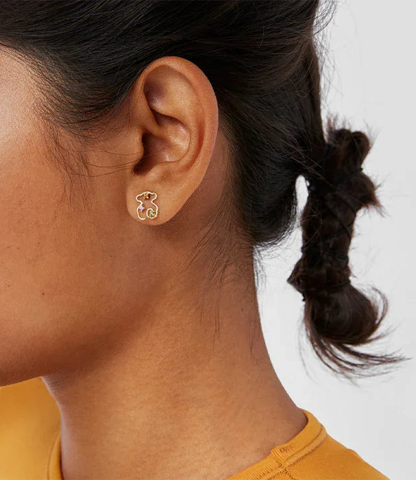עגיל זהב מעוצב בצורת דובי על אוזן אישה, תכשיטים יוקרתיים CHOZEN
