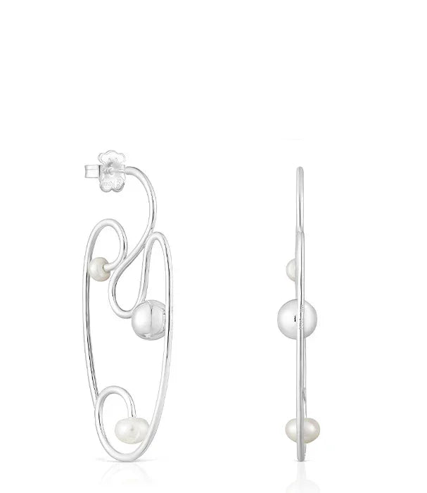 עגילי כסף מעוצבים עם פנינים, קולקציה יוקרתית של CHOZEN, תכשיטים אופנתיים לאישה