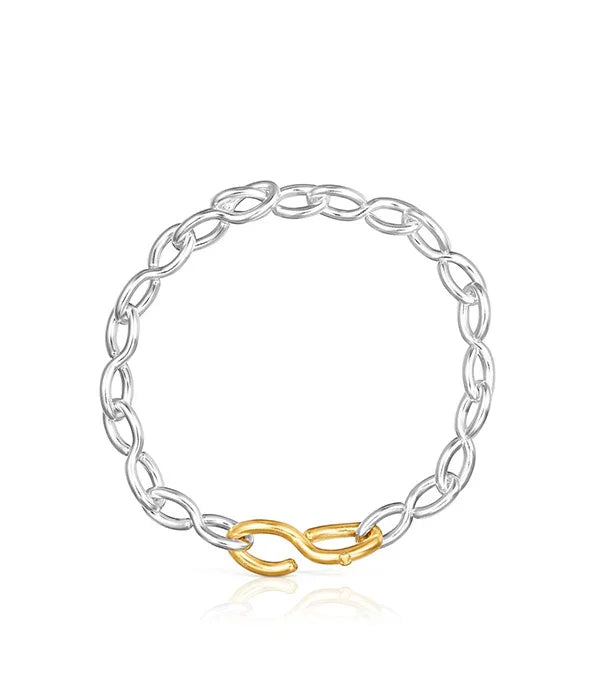 צמיד כסף עם שרשרת חוליות וסוגר זהב, עיצוב אופנתי ב-CHOZEN מותגים מובילים