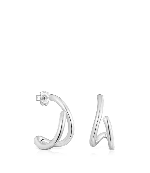 עגילי חישוק כסף בעיצוב מודרני ומעוגל מבית CHOZEN מותג אופנה מוביל