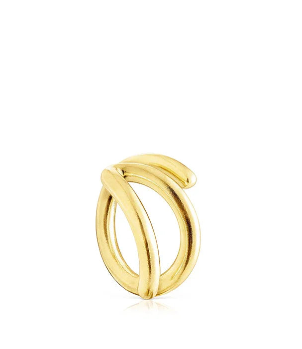 עגיל זהב מודרני בעיצוב שתי טבעות שזורות, מבית המותגים המובילים ב-CHOZEN