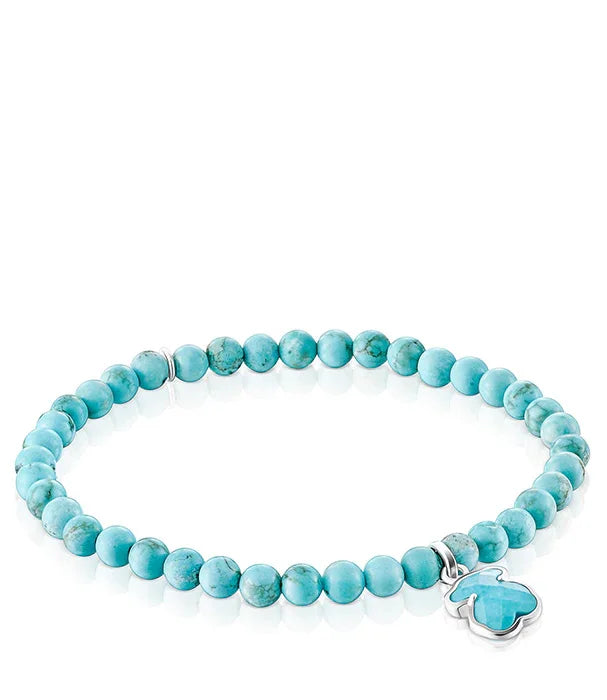 צמיד חרוזים טורקיז עם תליון כסף, תכשיט אופנתי CHOZEN