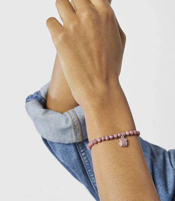 צמיד חרוזים ורוד עם תליון דוב על יד, אופנה CHOZEN, תכשיטים יוקרתיים לנשים