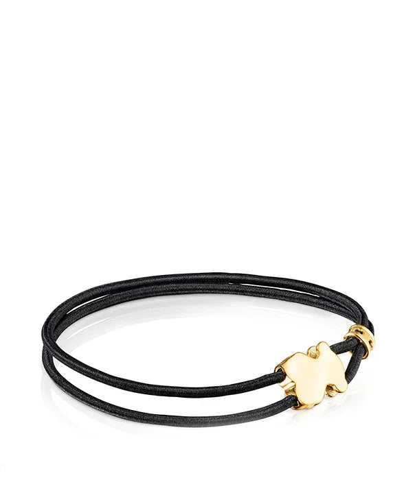 צמיד שחור עם תליון זהב, עיצוב מודרני, מבית CHOZEN בייבוא קבוצת אלפא