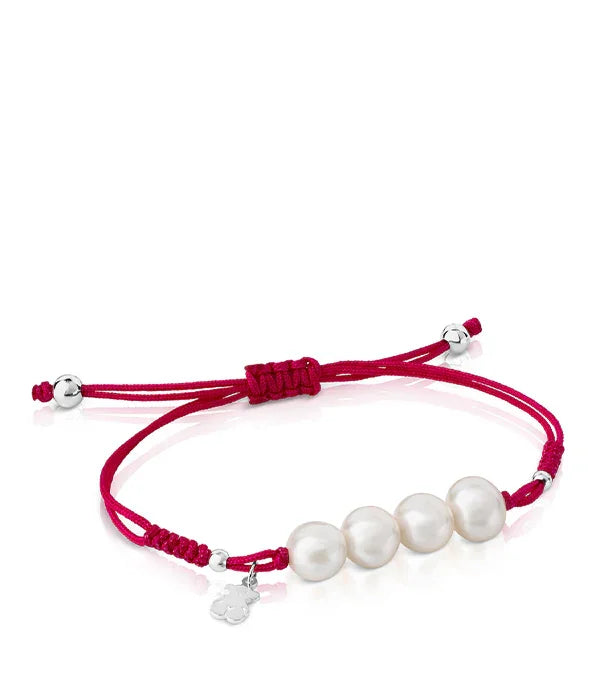 צמיד חוט אדום עם ארבע פנינים ותליוני כסף, תכשיט טרנדי מ-CHOZEN