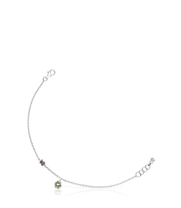 טואוס צמיד מוטיפ מכסף עם כרום דיופסיד ואמטיסט