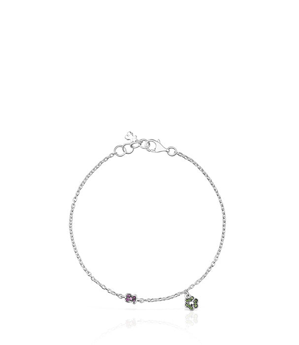 טואוס צמיד מוטיפ מכסף עם כרום דיופסיד ואמטיסט