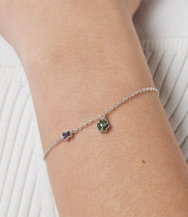 טואוס צמיד מוטיפ מכסף עם כרום דיופסיד ואמטיסט