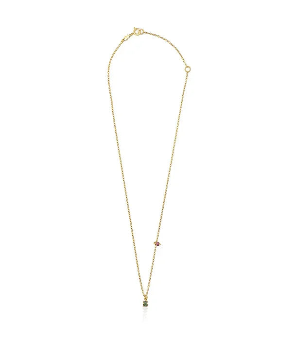 שרשרת זהב דקה עם תליון ירוק ואבן ורודה, תכשיטים יוקרתיים CHOZEN