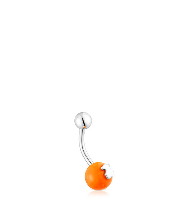 טואוס עגיל לטבור Icon Glass מזכוכית מוראנו כתומה