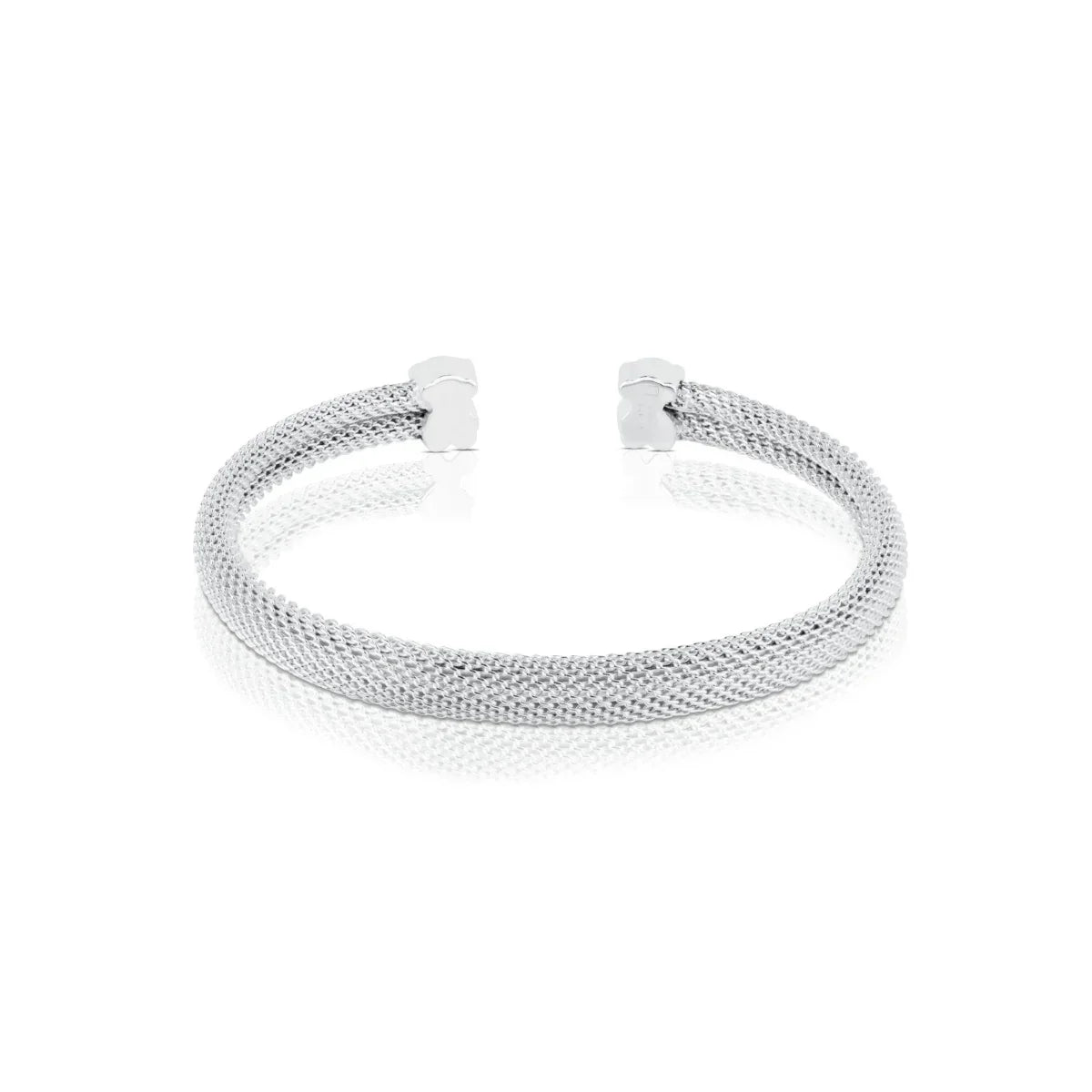 צמיד כסף פתוח בסגנון רשת, עיצוב מודרני, מוצג על רקע לבן, CHOZEN תכשיטים יוקרתיים