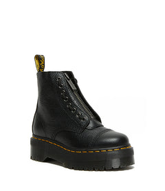 DR. MARTENS מגפי פלטפורמה SINCLAIR שחורים מעור רך לנשים עם תפרים צהובים - CHOZEN