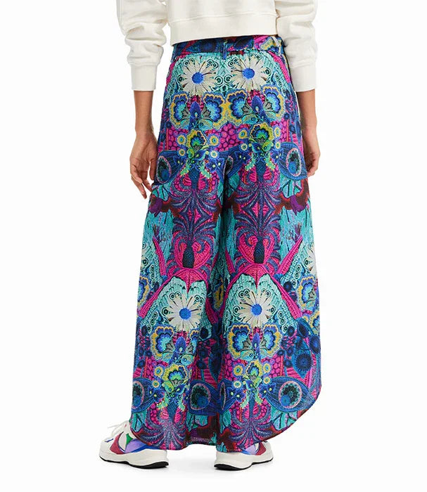 מכנסיים רחבים צבעוניים לנשים עם הדפס גיאומטרי, אופנה עדכנית ב-CHOZEN