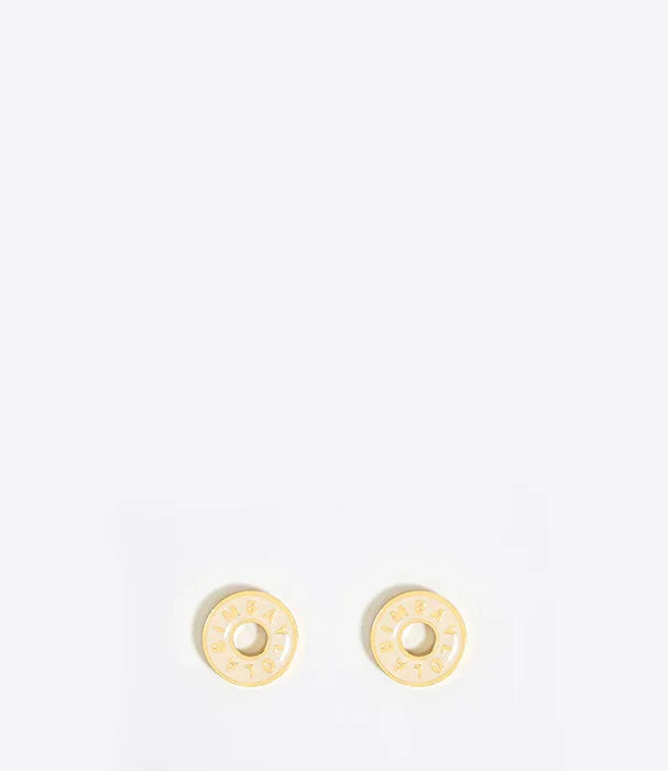 עגילי חישוק עגולים זהב קטנים עם כיתוב, עיצוב מודרני, CHOZEN מותג יוקרה