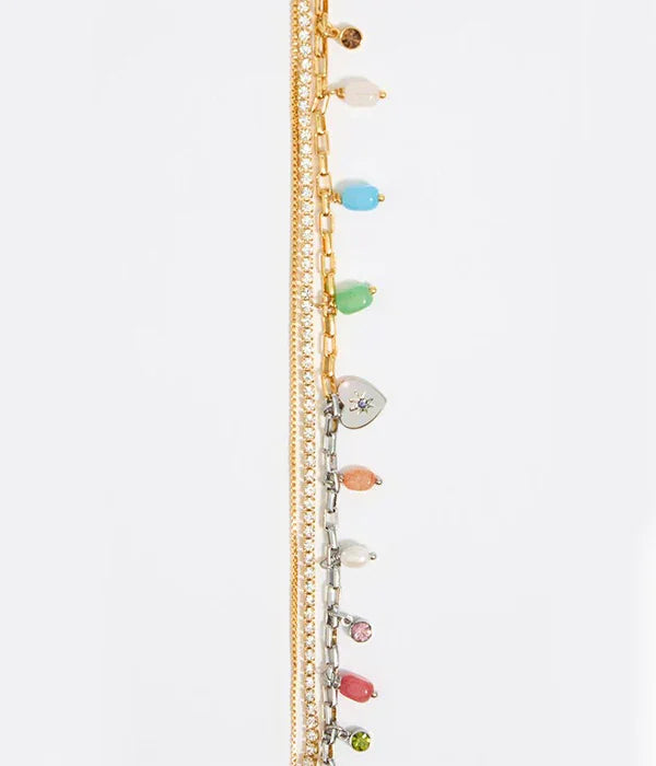 צמידי שרשרת מזהב וכסף עם תליונים צבעוניים, תכשיטים יוקרתיים CHOZEN