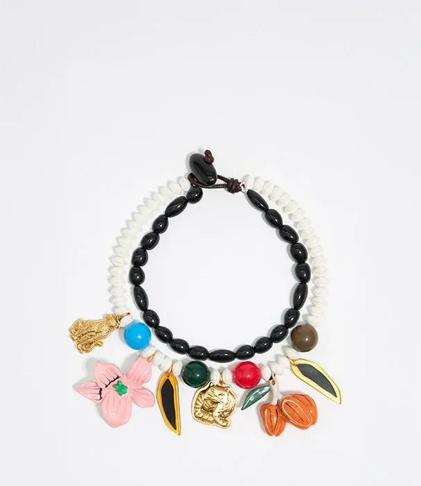 צמיד חרוזים שחור ולבן עם תליונים צבעוניים ועמוקים, תכשיטים אופנתיים CHOZEN