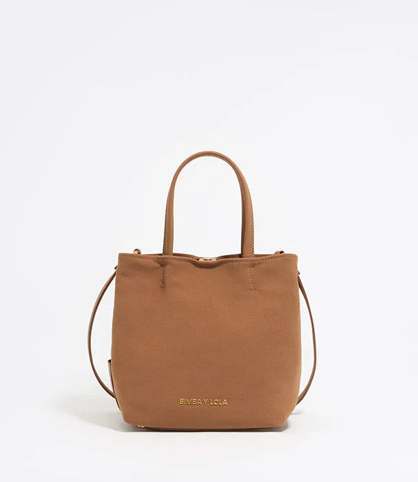 תיק יד חום מסוגנן לנשים עם ידיות קצרות ולוגו BIMBA Y LOLA, אופנה יוקרתית ב-CHOZEN