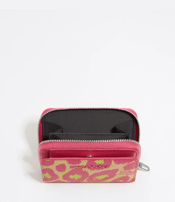 ארנק ורוד עם רוכסן ודוגמת נמר צהובה, מבית המותגים המובילים ב-CHOZEN