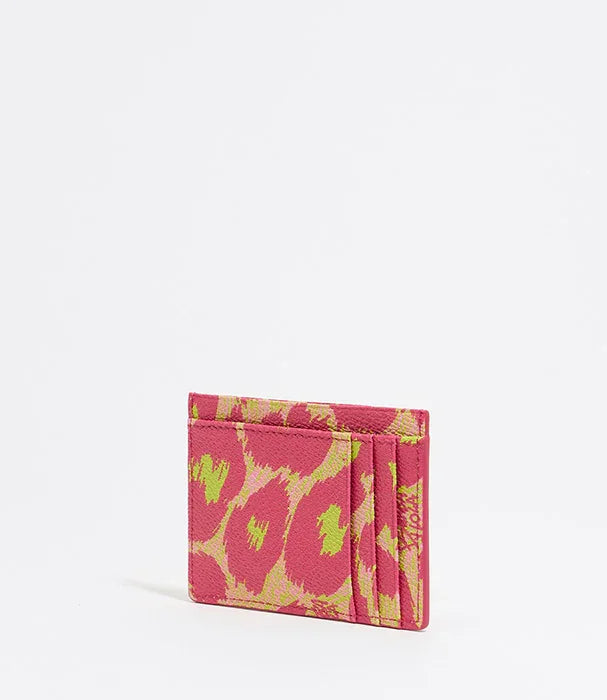 מחזיק כרטיסים ורוד עם דוגמת כתמים צהובים, מוצר אופנה יוקרתי מ-CHOZEN