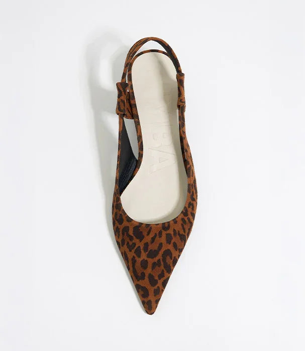 נעל נשים שטוחה עם הדפס מנומר חום, עיצוב מחודד, CHOZEN מותגים מובילים