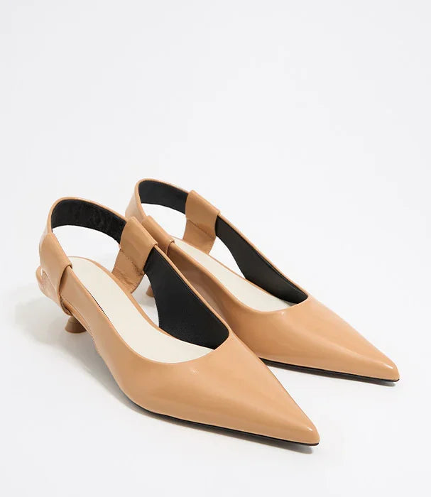 נעלי עקב שטוחות בצבע חום בהיר בסגנון אלגנטי, CHOZEN מבית קבוצת אלפא