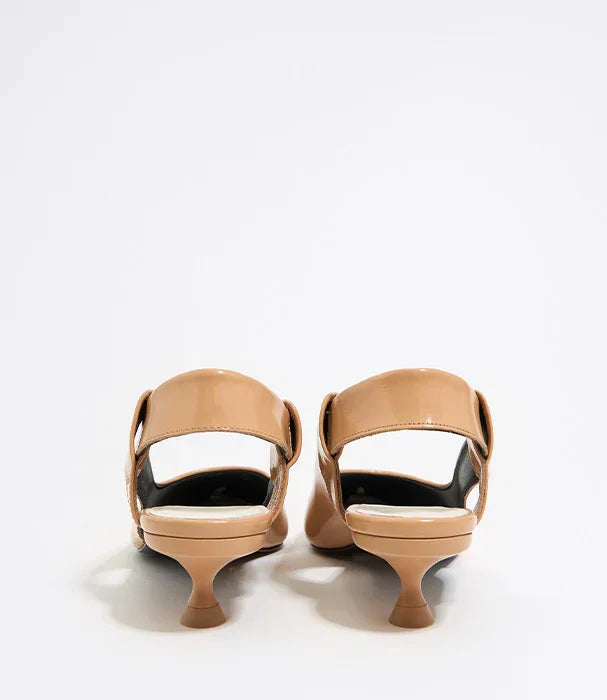 נעלי עקב נמוך בצבע בז', מראה אחורי, מבית CHOZEN, מבחר מותגים מובילים