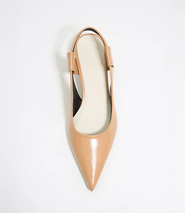 נעל עקב פתוח בצבע ניוד מעור לנשים, מותג אופנה CHOZEN