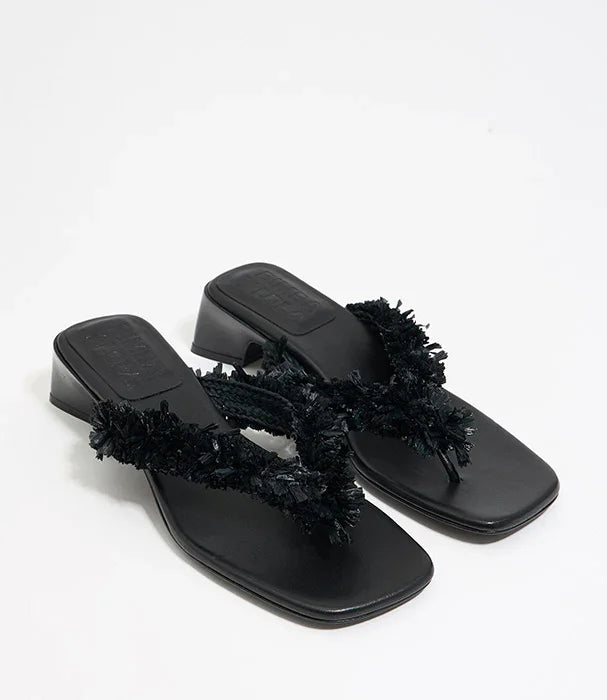 כפכפים שחורים לנשים עם עקב מרובע, עיצוב אופנתי, מהמותגים המובילים ב-CHOZEN