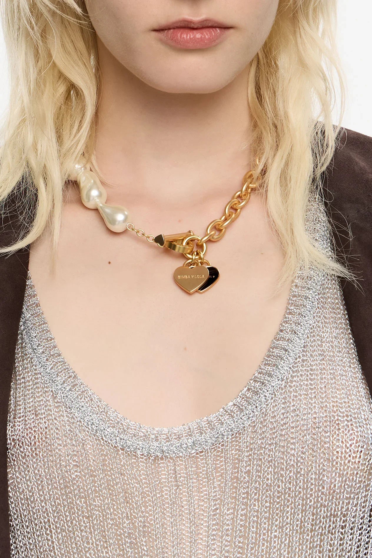 שרשרת זהב עם תליון לב ופנינים, אופנה יוקרתית CHOZEN מארץ היבואן הרשמי