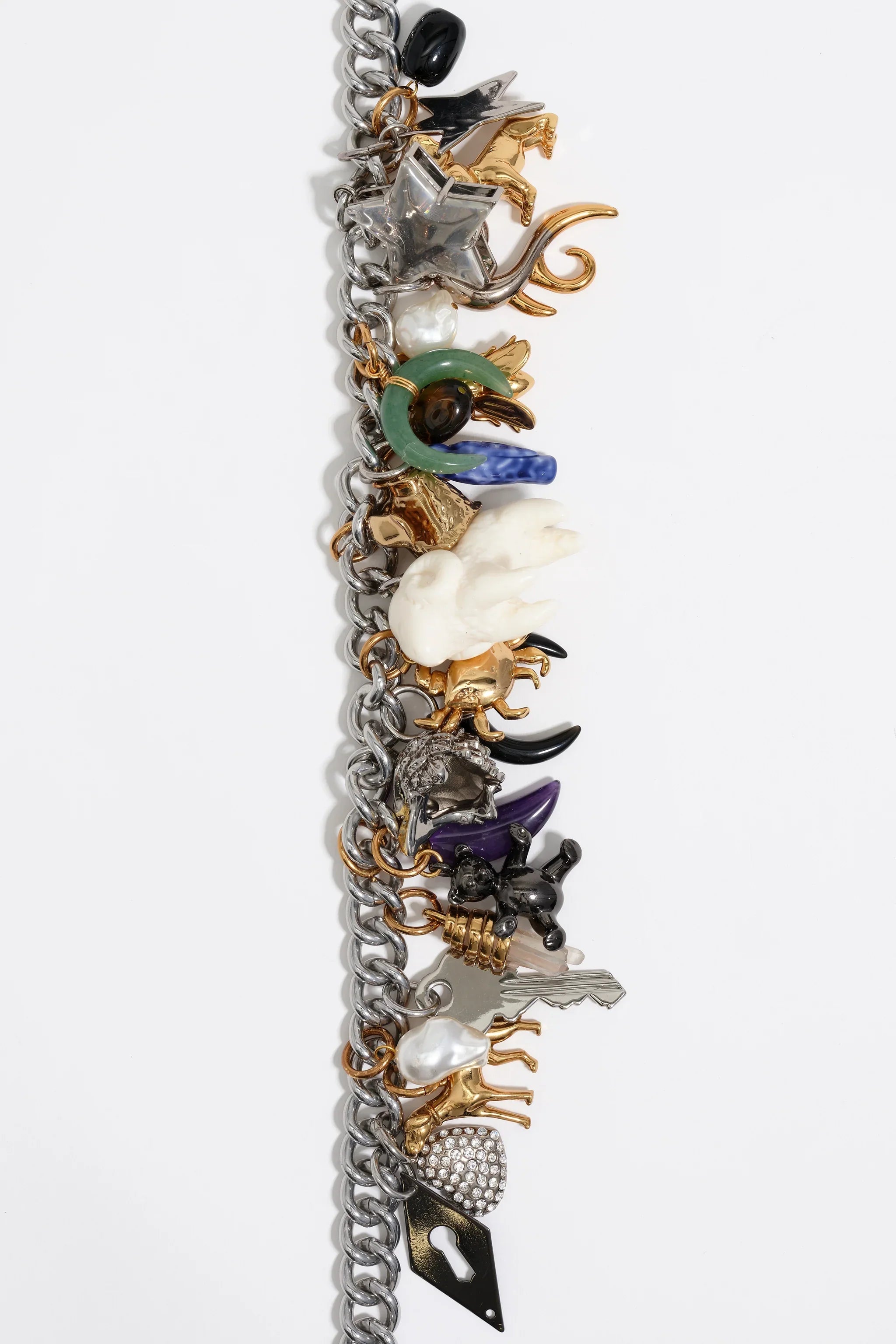 צמיד כסף קישוטים מרובים, תליון דמויות, חיות, כוכב וזהב, CHOZEN אופנה יוקרתית