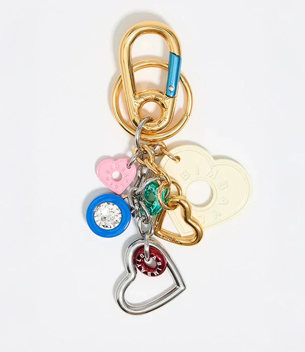 מחזיק מפתחות זהב עם תליוני לב צבעוניים, אקססורי אופנה מעוצב, CHOZEN