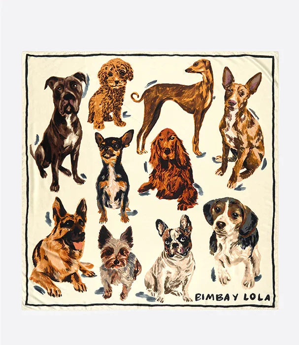 מטפחת מעוצבת עם ציורי כלבים צבעוניים, Bimbay Lola, בחנות CHOZEN מותגים מובילים