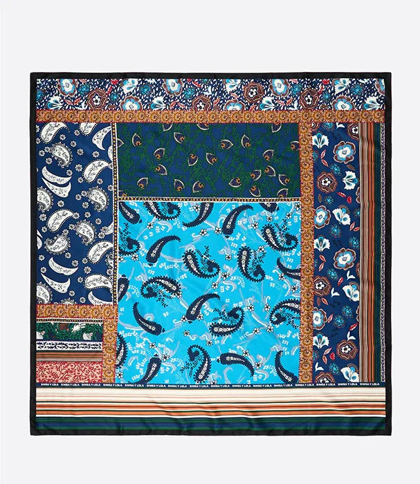 צעיף משובץ בדגמי פייזלי צבעוניים, אקססוריז טרנדי CHOZEN, מותגים מובילים מבית אלפא