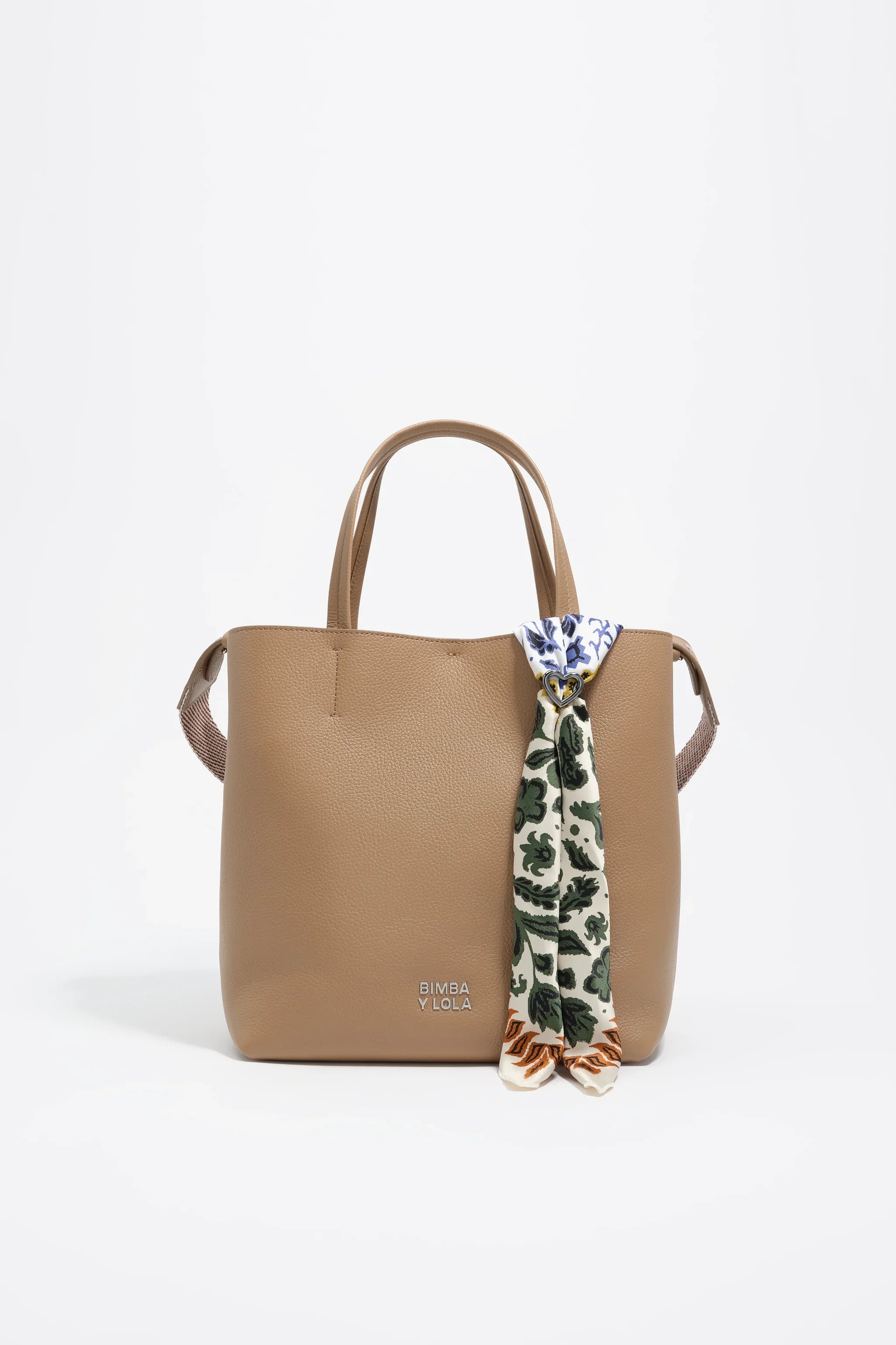 תיק יד חום של BIMBA Y LOLA עם צעיף מודפס, אופנה ממותג ב-CHOZEN קבוצת אלפא