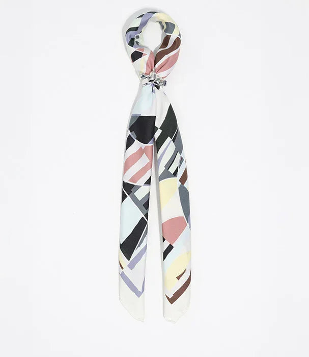 צעיף משי בעיצוב גיאומטרי צבעוני, אקססוריז אופנה יוקרתי מחנות CHOZEN