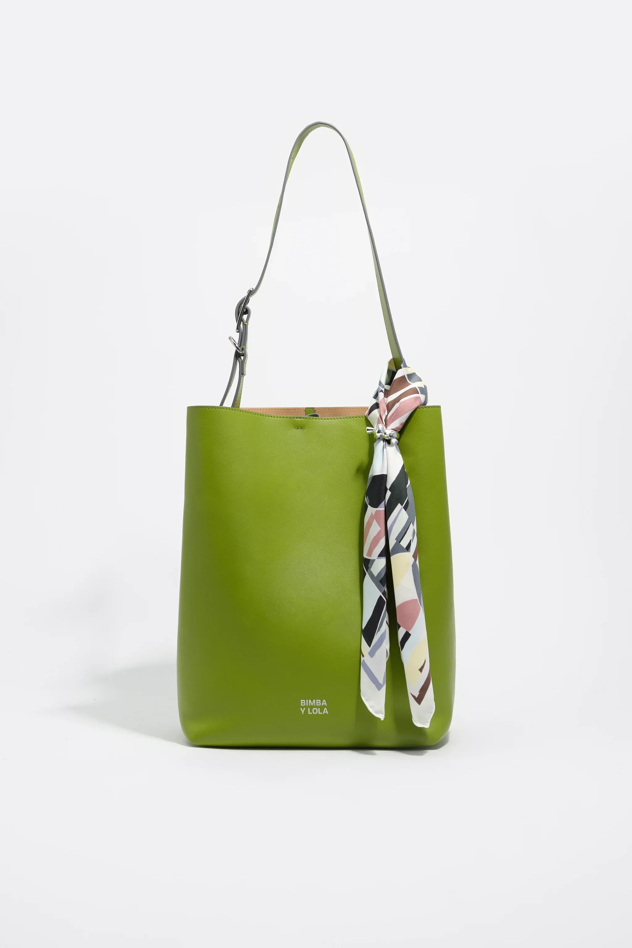 תיק יד ירוק אופנתי עם כיתוב BIMBA Y LOLA, קישוט מטפחת צבעונית, CHOZEN מותגים מובילים