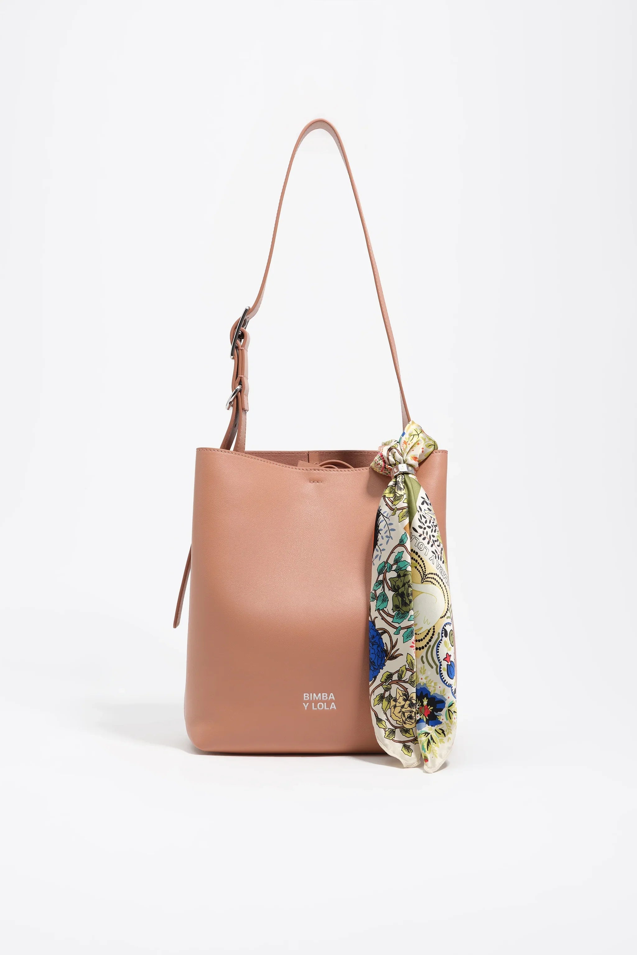 תיק עור ורוד של BIMBA Y LOLA עם צעיף בד מודפס, אופנה לנשים CHOZEN מותגים מובילים