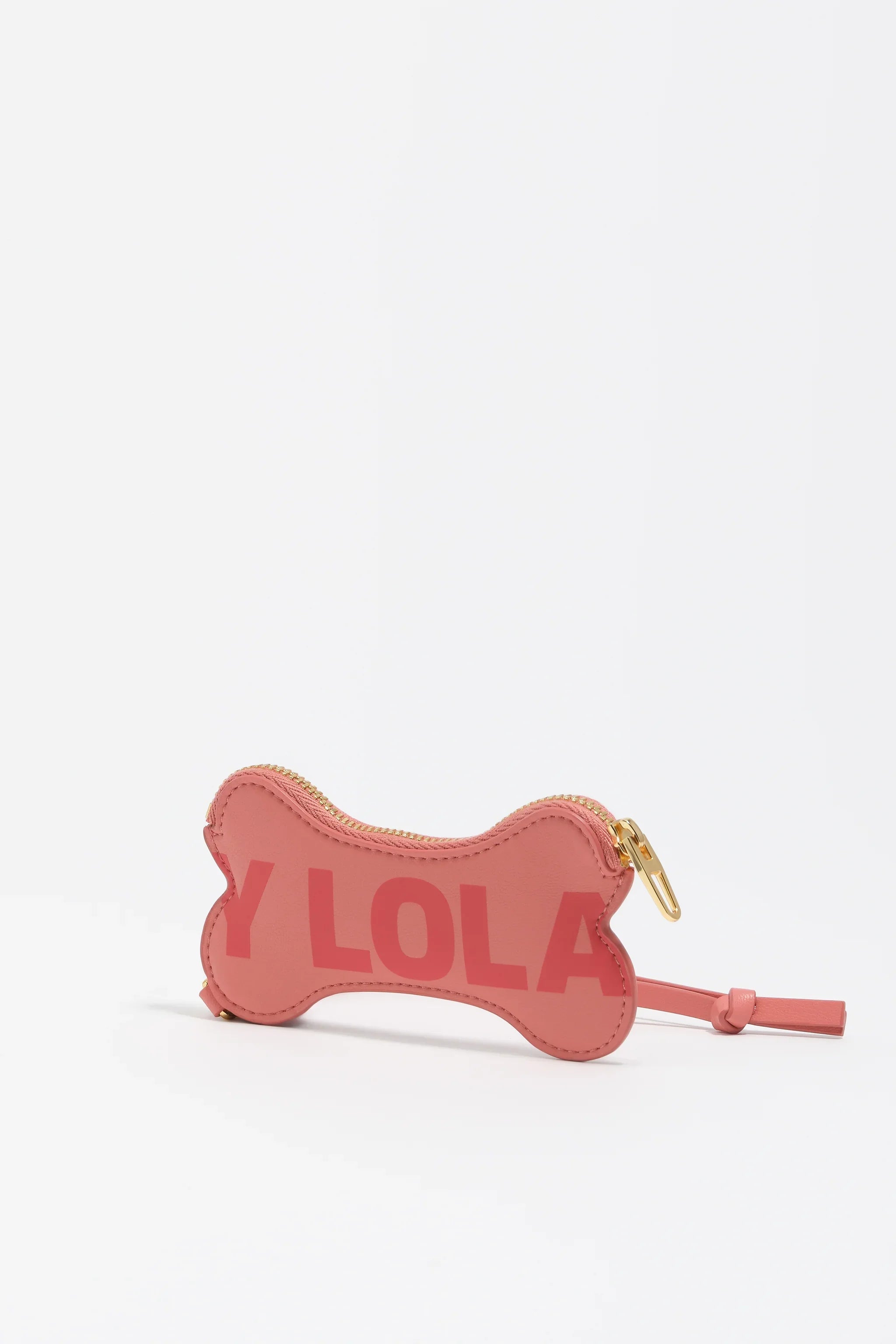 נרתיק ורוד בעיצוב עצם עם רוכסן מוזהב, מותג Y LOLA, מוצר טרנדי באתר CHOZEN
