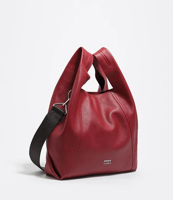 תיק יד אופנתי מעור סינטטי אדום עם רצועה שחורה, מבית CHOZEN מותגים מובילים