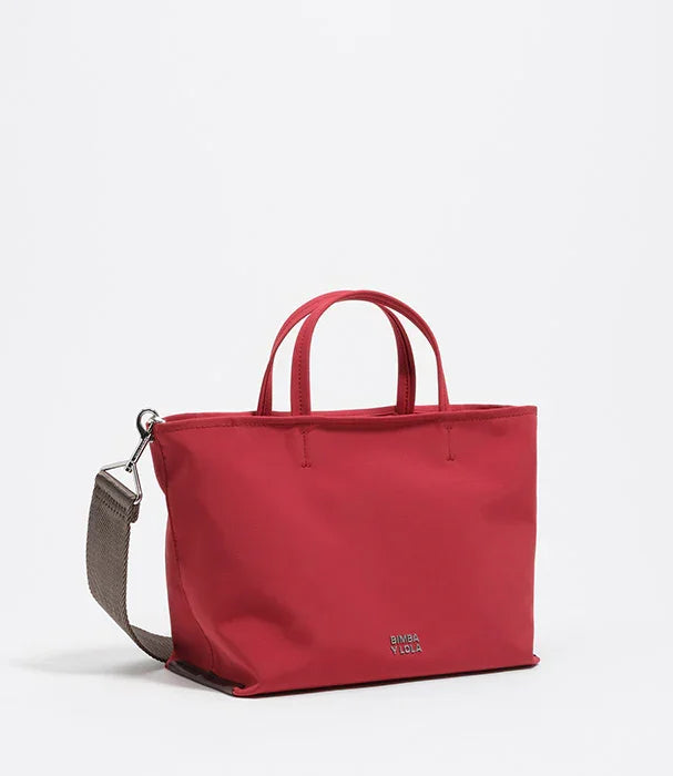 תיק יד מעוצב אדום עם רצועה אפורה, Bimba Y Lola, מבית CHOZEN מותגים מובילים