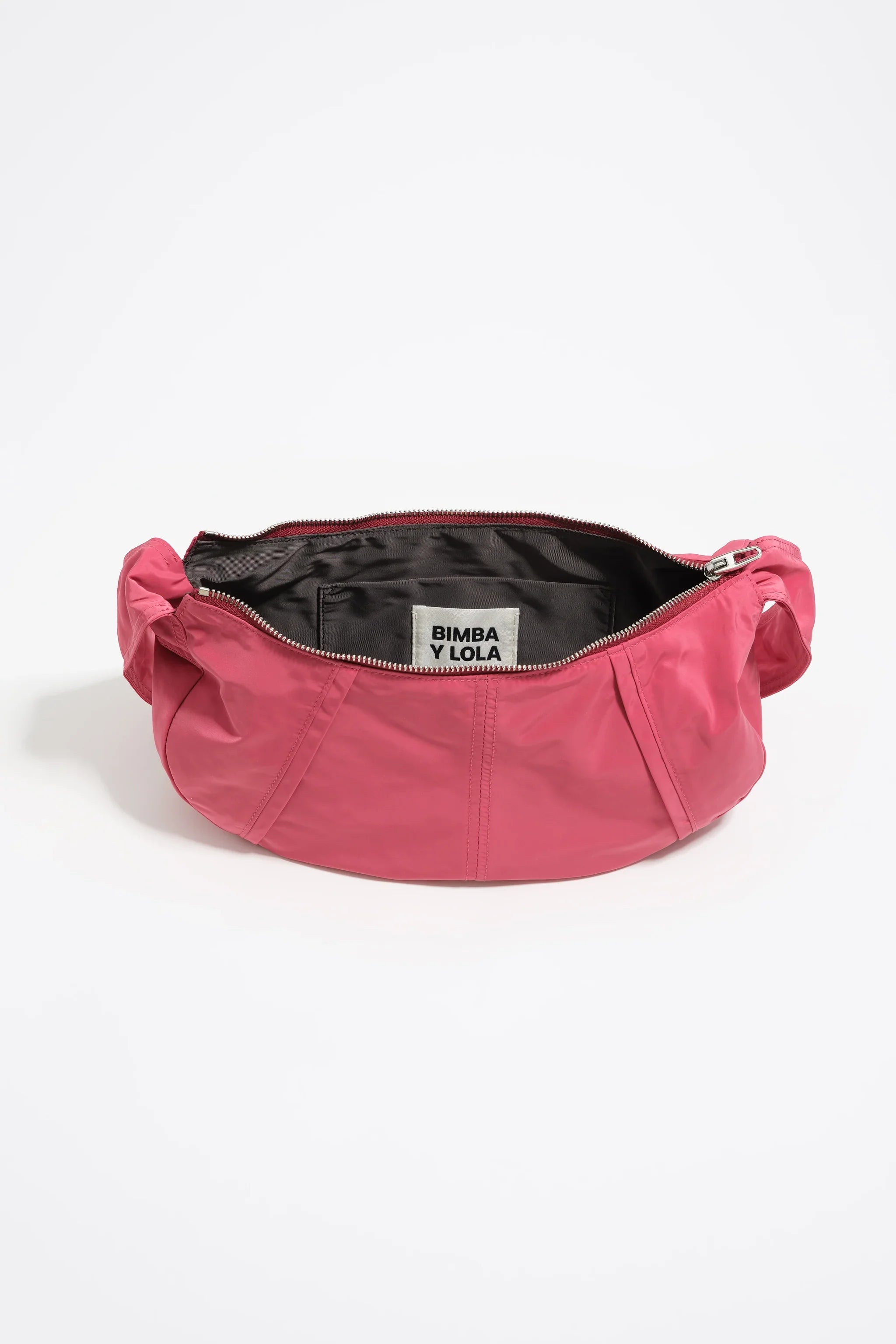 תיק מותג BIMBA Y LOLA ורוד עם רוכסן פתוח, קולקציית CHOZEN