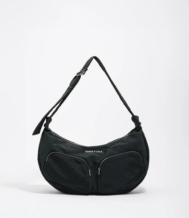 תיק כתף שחור Bimba Y Lola עם שני כיסים קדמיים, אופנה וסטייל CHOZEN