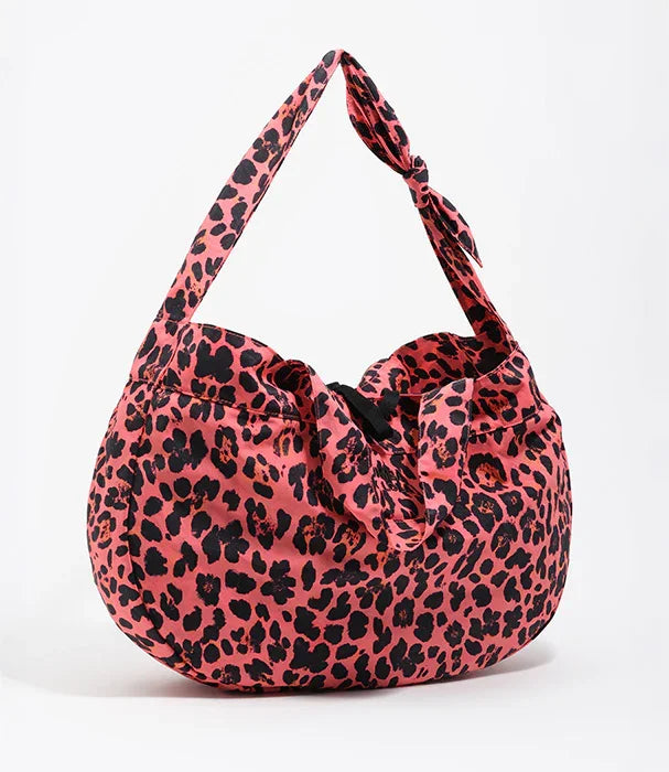 תיק נשי ורוד עם הדפס מנומר שחור, אופנה טרנדית, CHOZEN מבית קבוצת אלפא