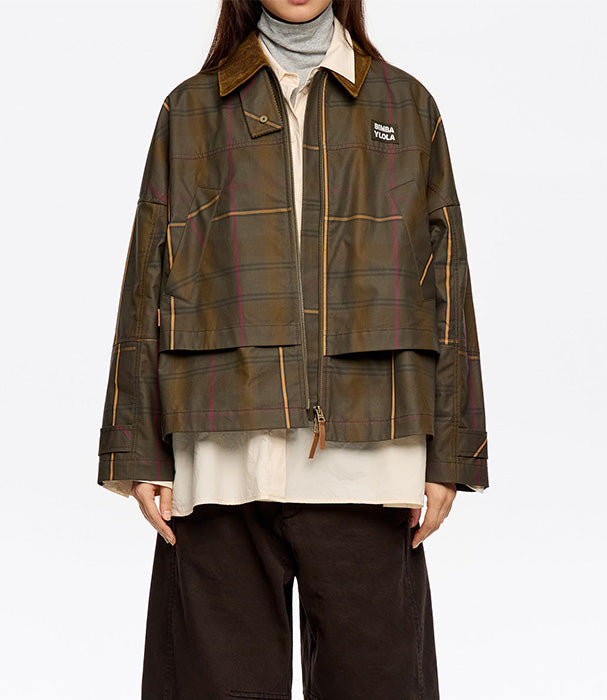 מעיל משובץ חום לנשים מבית Bimba Y Lola, אופנה יוקרתית ב-CHOZEN, קבוצת אלפא