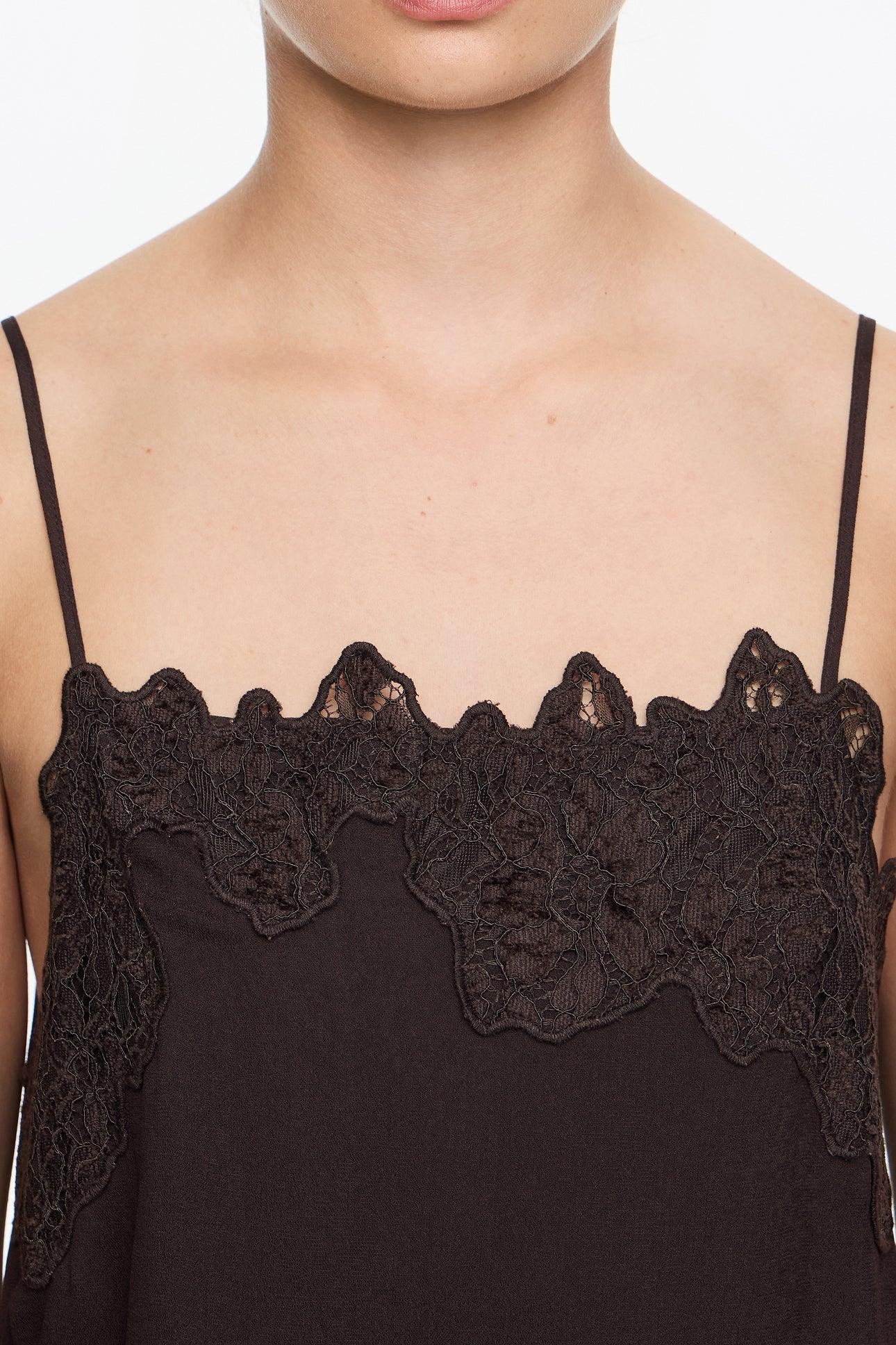 גופיית נשים חומה עם תחרה דקה וקווים אלגנטיים, אופנה CHOZEN