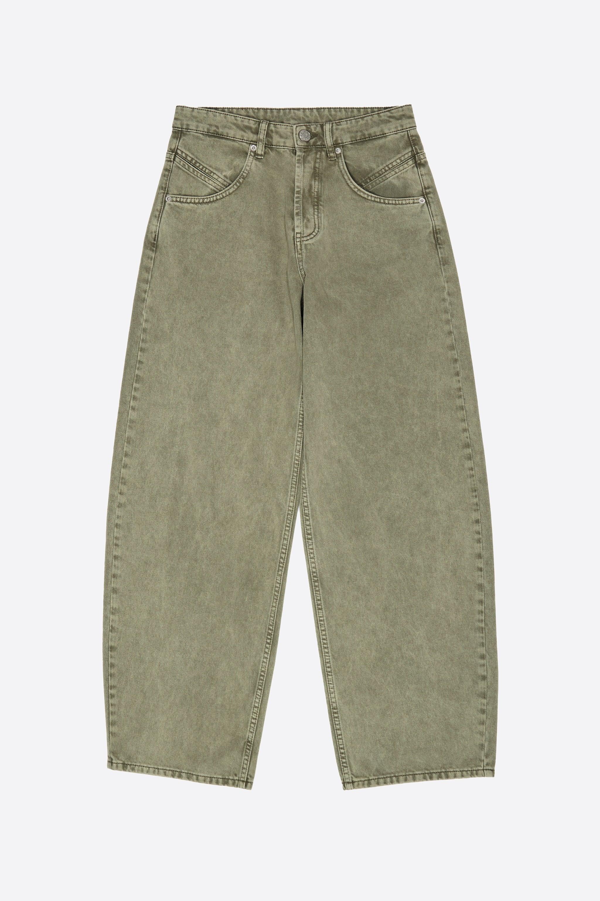 ג'ינס ירוק רחב עם כיסים קדמיים, אופנת CHOZEN, קבוצת אלפא