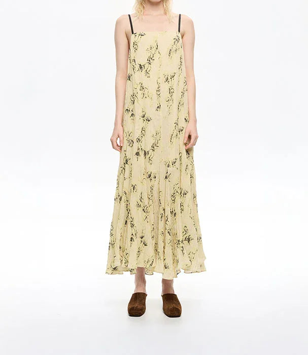 שמלת קיץ צהובה בהדפס פרחוני לנשים, אופנה עדכנית מבית CHOZEN