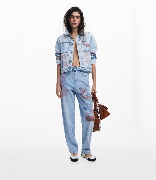 דזיגואל ג'ינס בגזרה ישרה לנשים